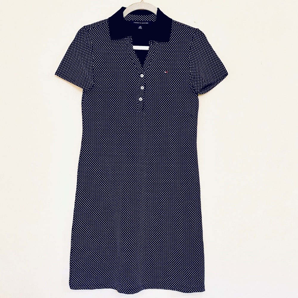 TOMMY HILFIGER PIN-DOT POLO SHIRT DRESS